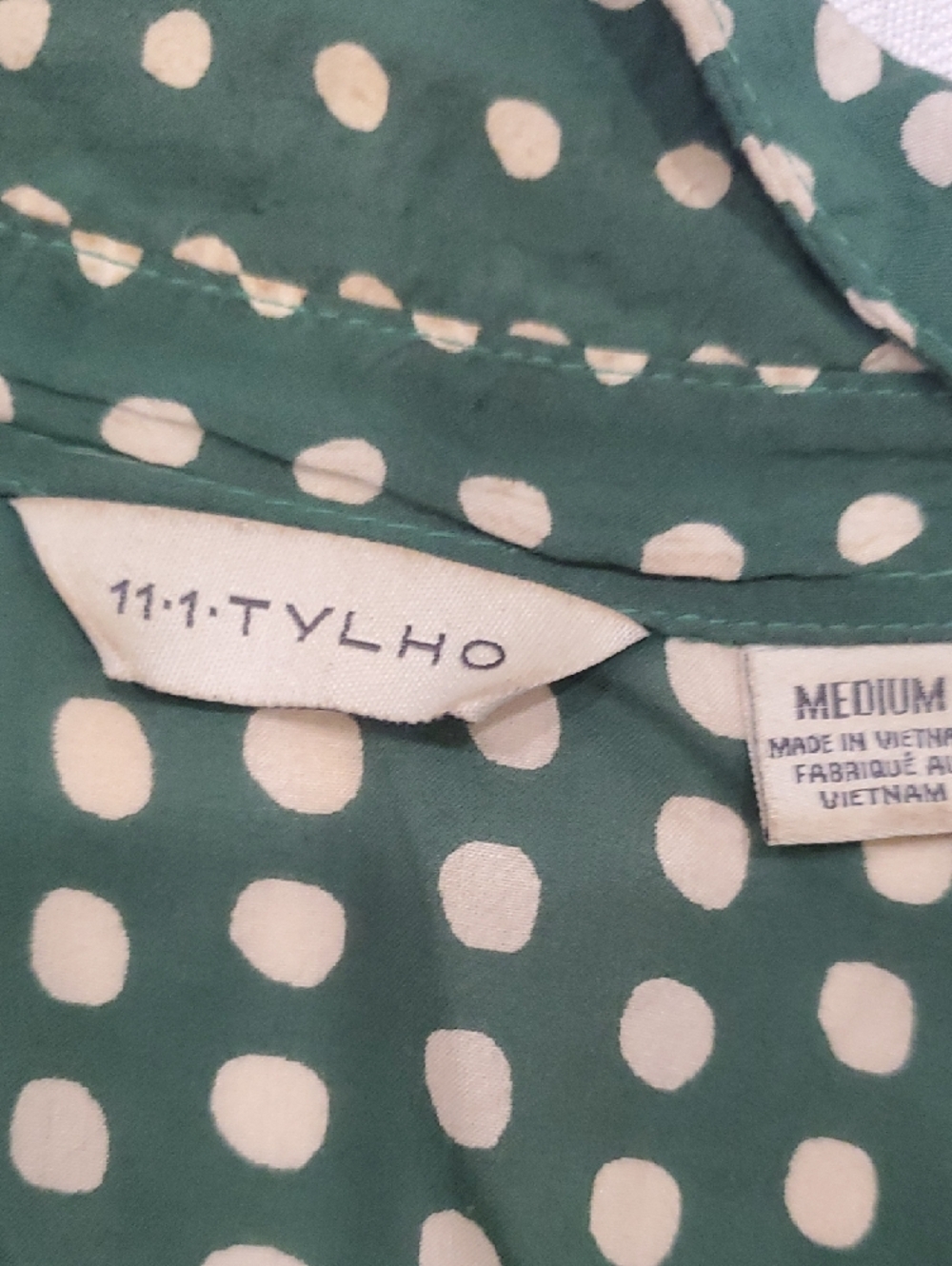 Anthropologie 11.1 Tylho Emerald Green & White Polka Dot Sleeveless Dress S - Picture 9 of 12
